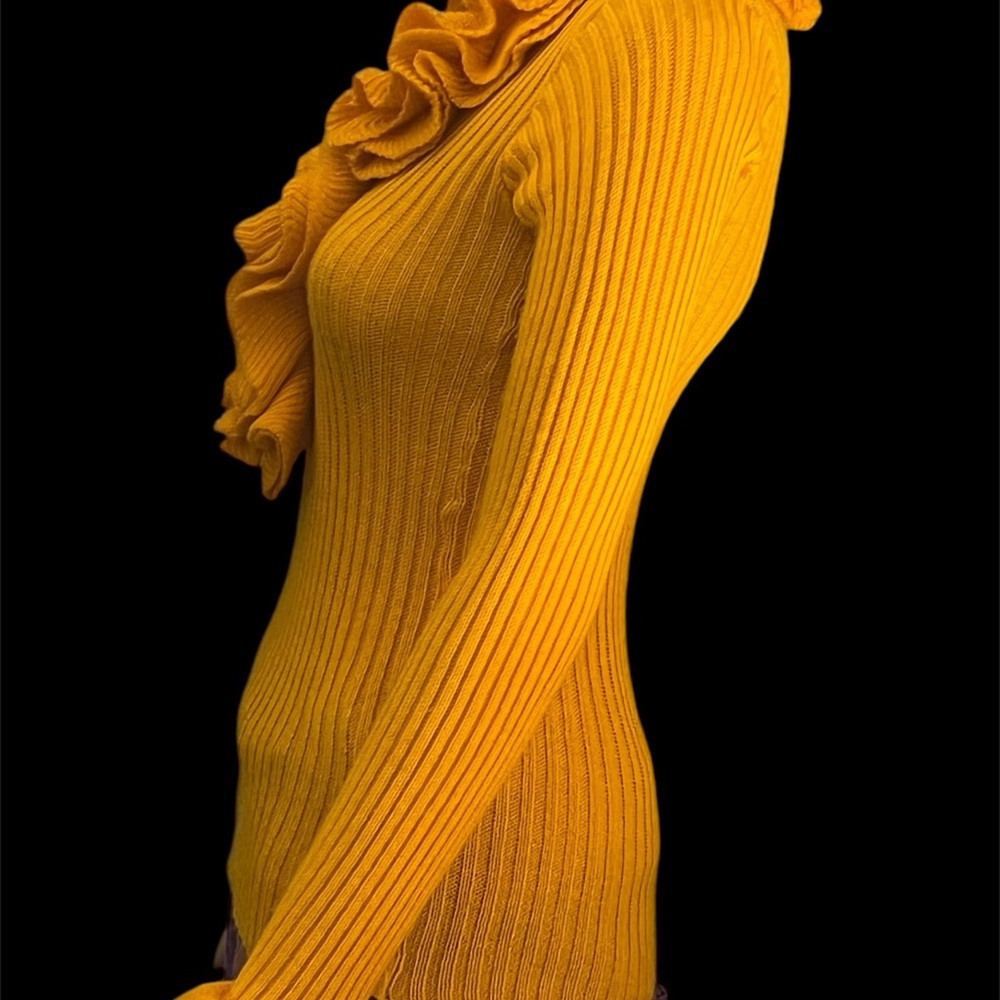 Vintage Late 60s Little Lisa Ruffle Sweater V Neck Size S - Picture 6 of 14